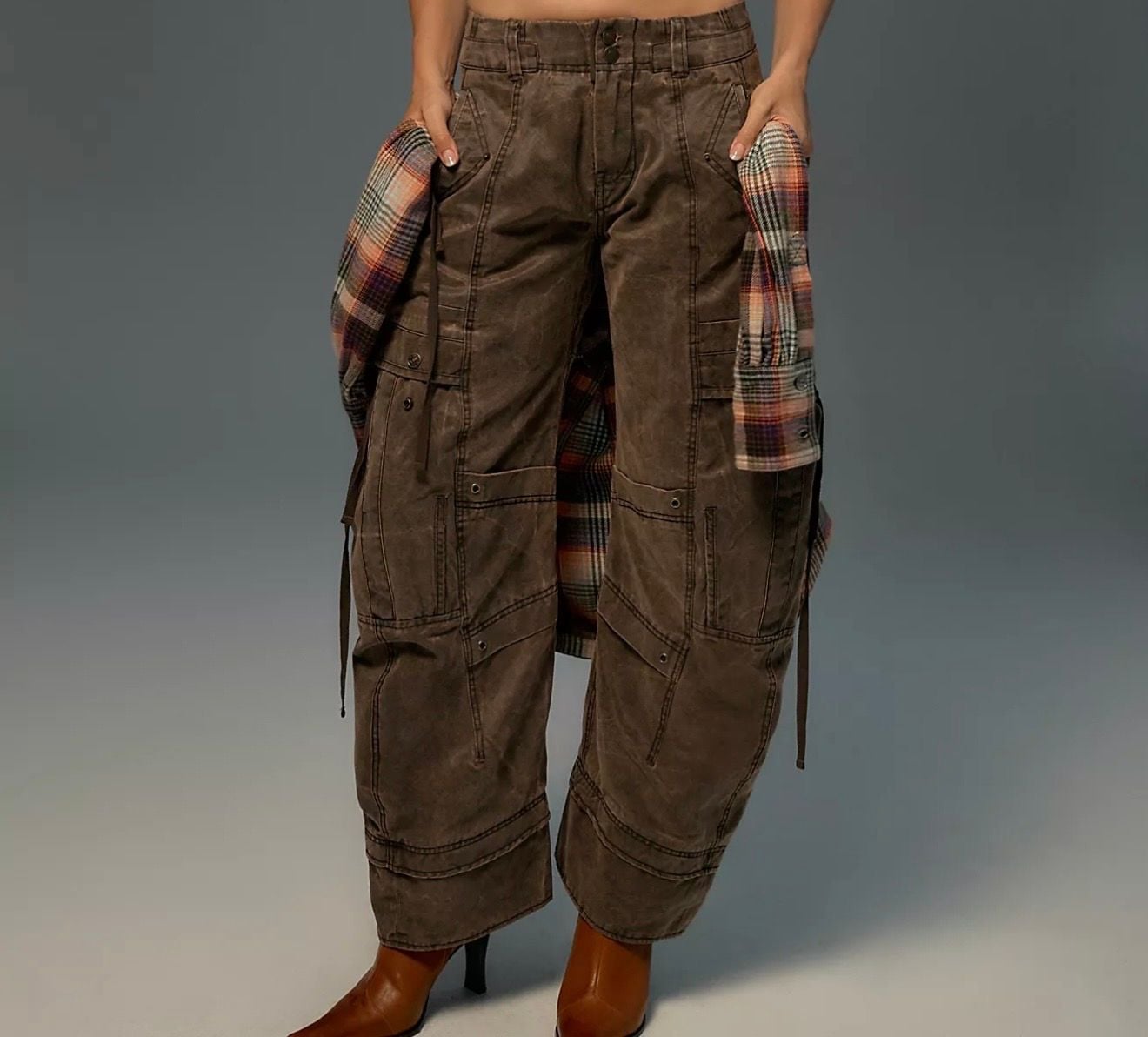 Free People Murray Flight Pants Brown Cargo’s Size 8 3
