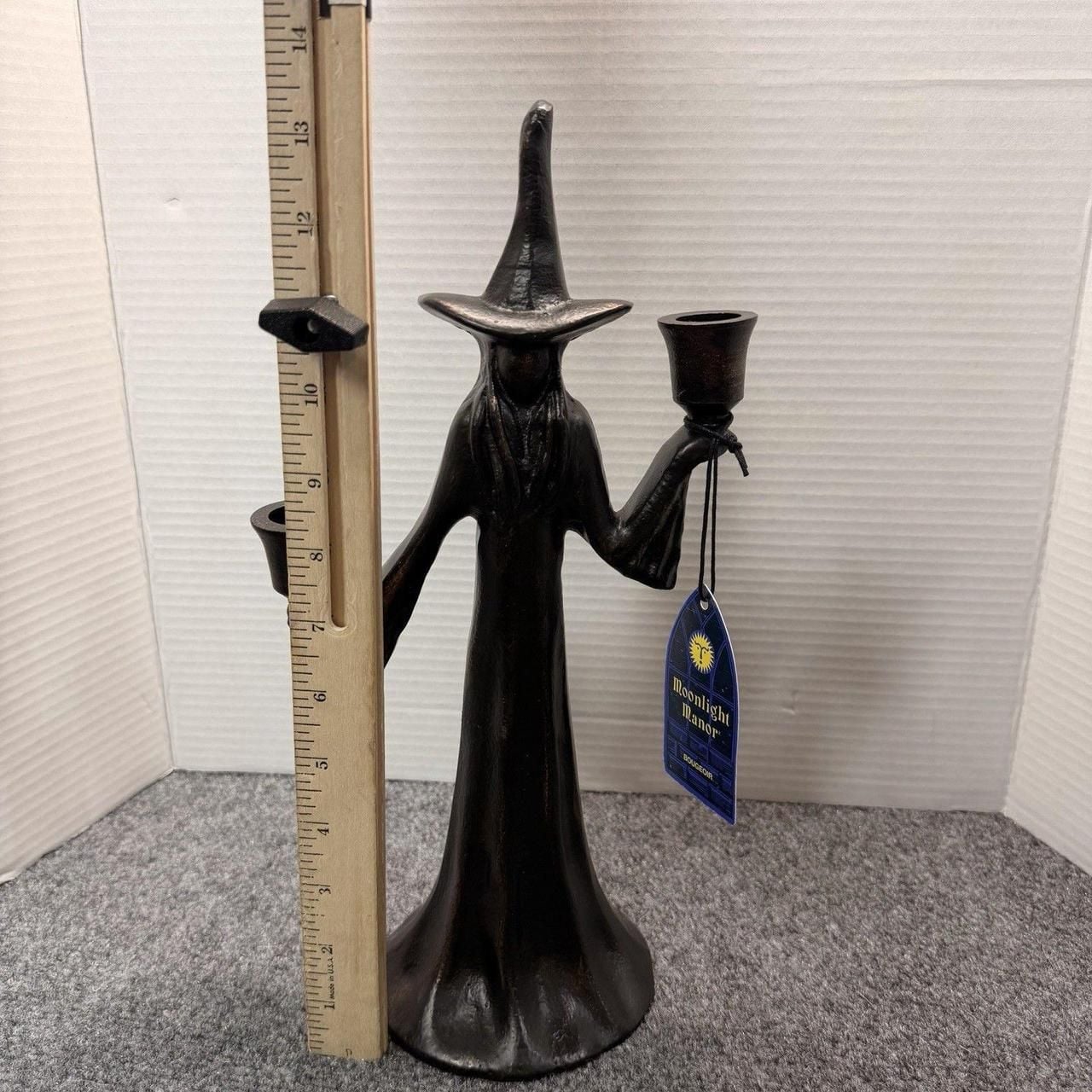 Pottery Barn Moonlight Manor Witch Candle Holder Bronze Halloween 7