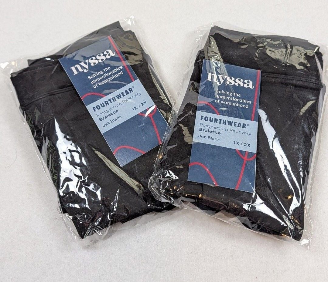 NWT Nyssa Fourthwear Postpartum Recovery Bralette Jet Black Size 1X/2X - Lot of 2 1