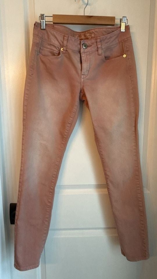 American Eagle Stretch Skinny Pink Faded Jeans Size 8 2