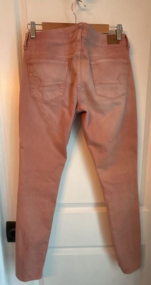 American Eagle Stretch Skinny Pink Faded Jeans Size 8 3