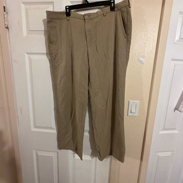 Tommy Bahama Silk Khaki Pleated Pants Men Tan