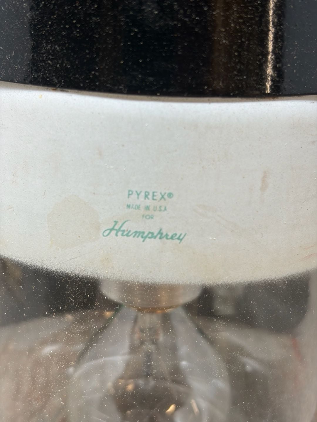 Humphrey VTG Wall Light Pyrex Glass Shade Black Metal-electric convert untested 7