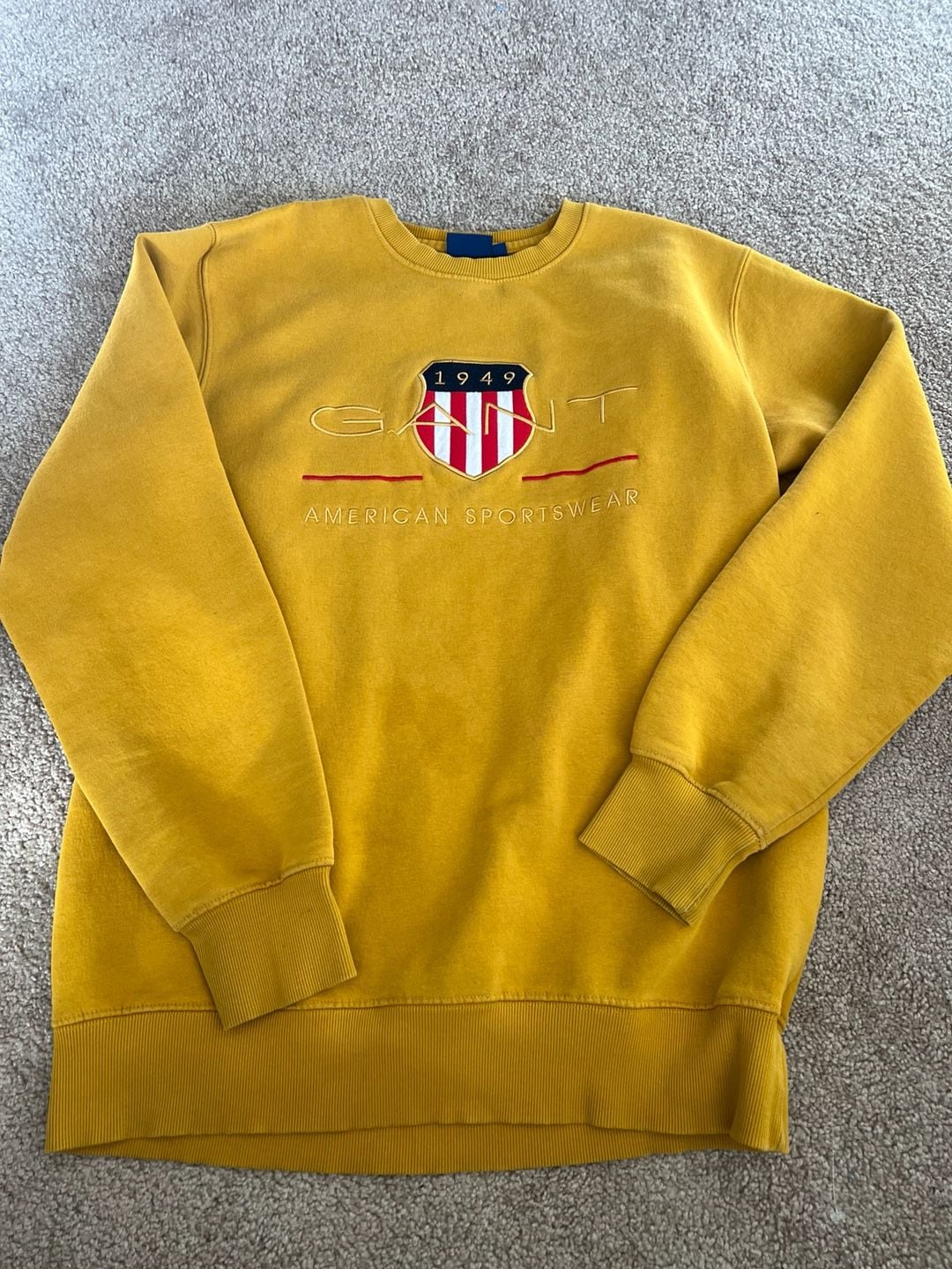 Gant 1949 American Sportswear Sweatshirt Crewneck Size XXL Mustard Yellow 2