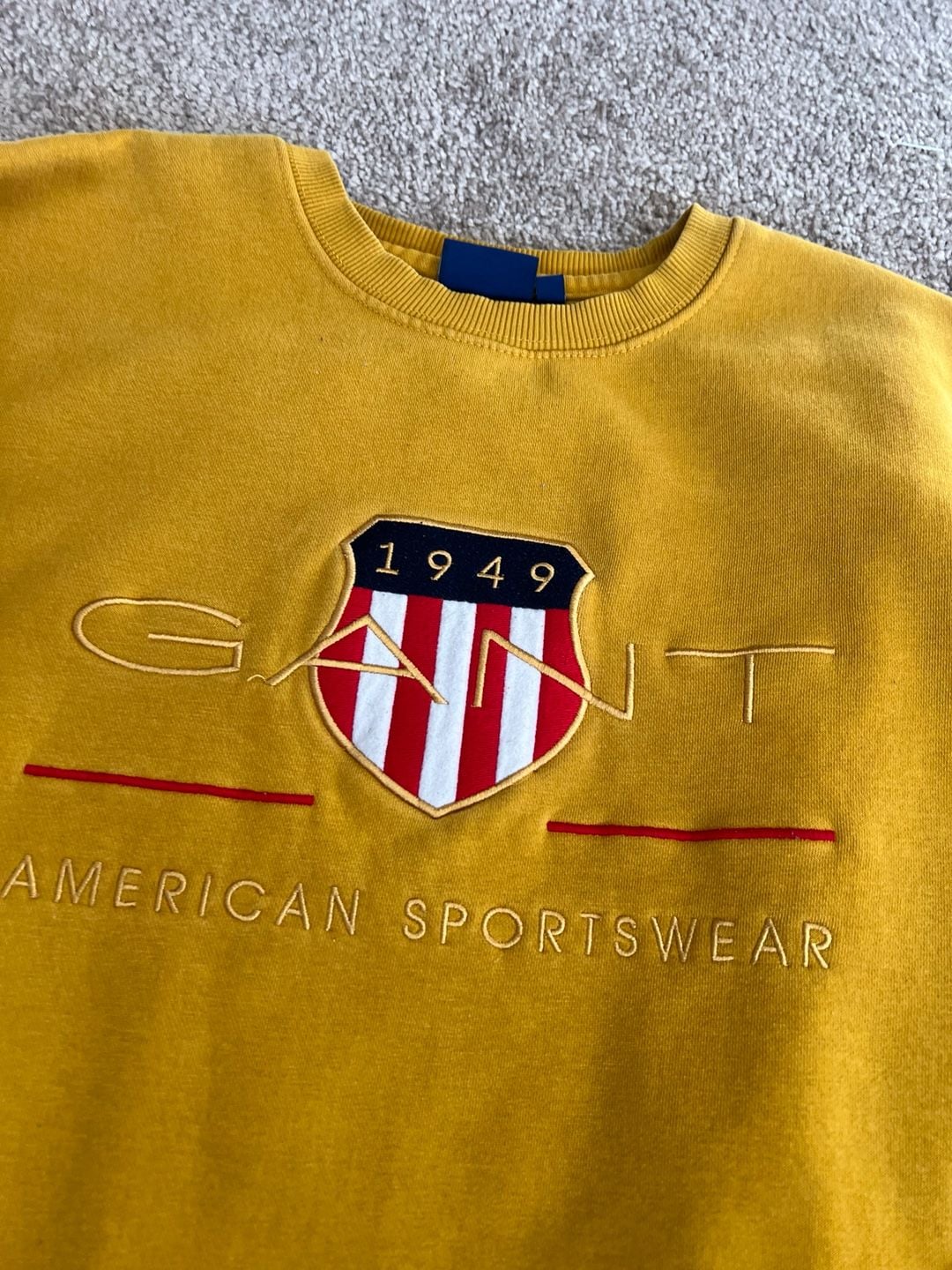 Gant 1949 American Sportswear Sweatshirt Crewneck Size XXL Mustard Yellow 3