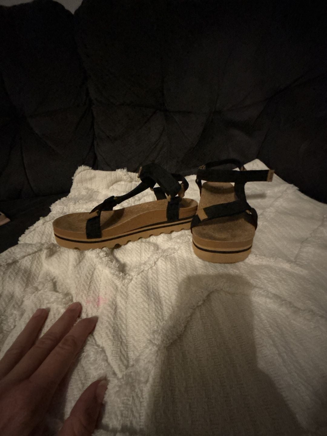 Reef Cushion Rem Hi Size 7 Black Tan Platform Sandals 4