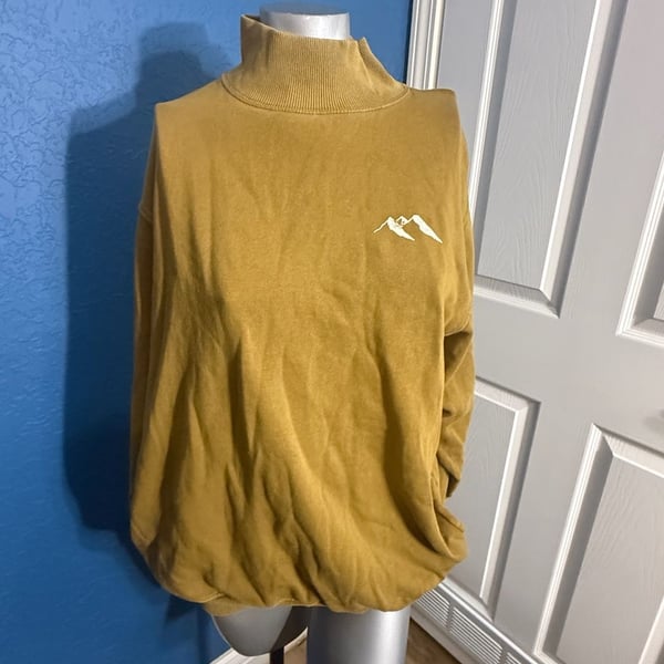 Aerie Mountain Season Mock Neck Sweatshirt Size M Mustard Yellow