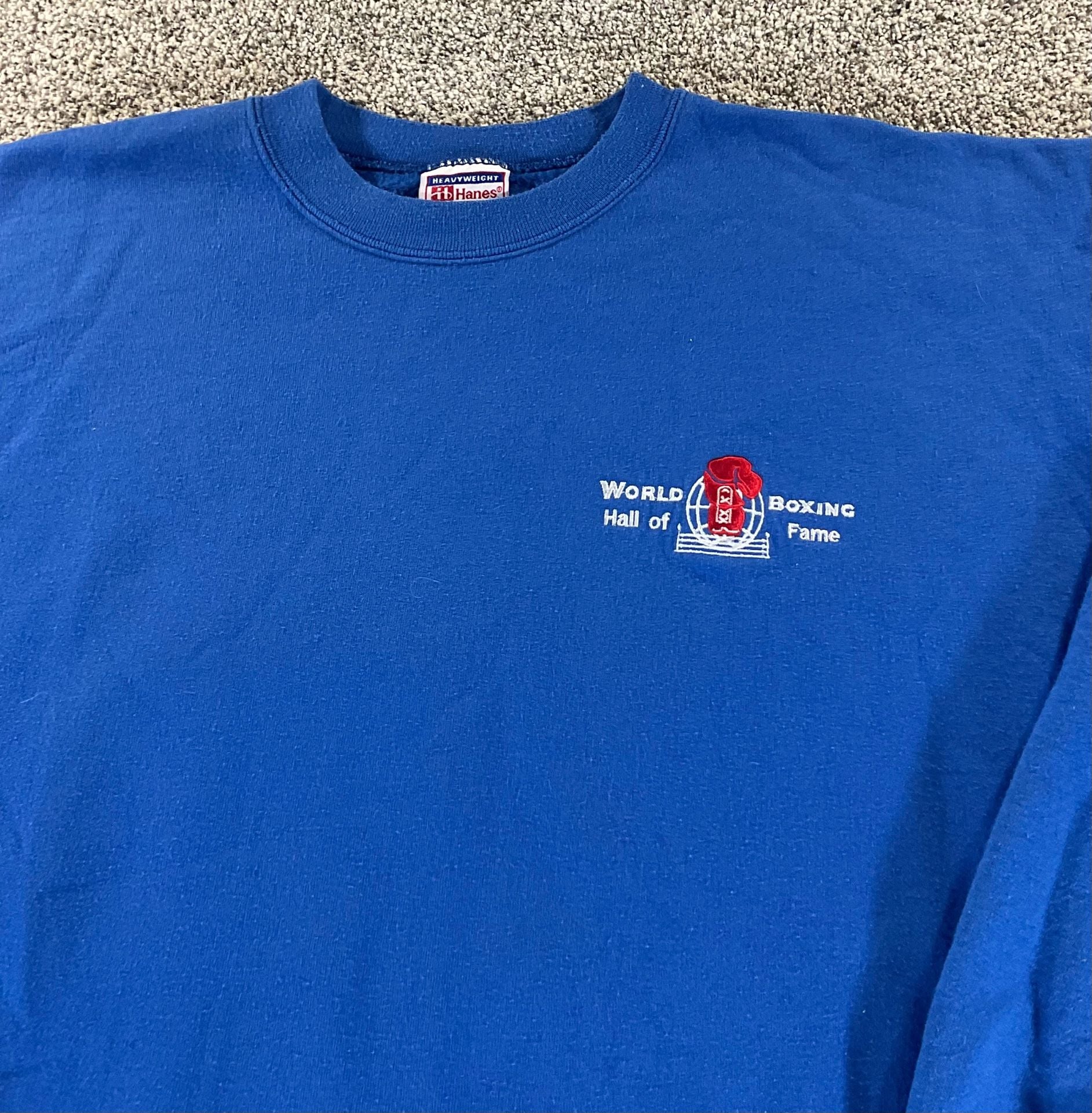 Vintage Hanes World Boxing Hall Of Fame Embroidered Sweatshirt Blue Large 2