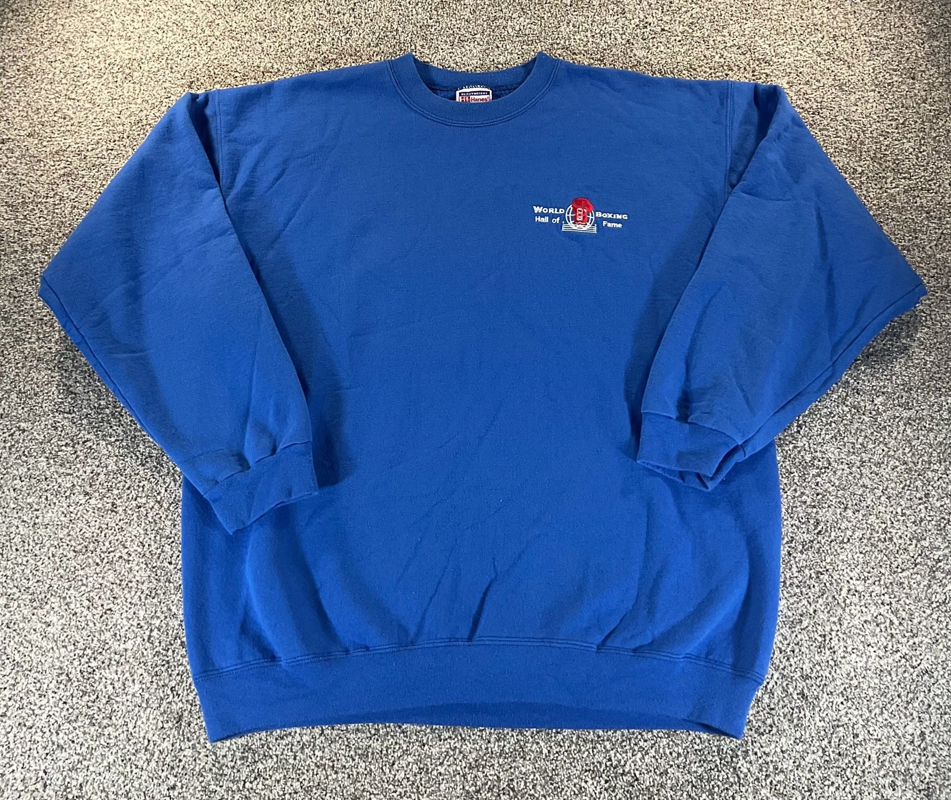 Vintage Hanes World Boxing Hall Of Fame Embroidered Sweatshirt Blue Large 3