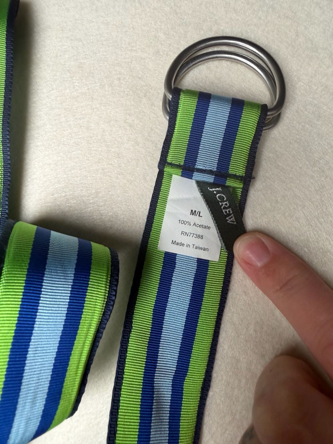 J.Crew D-Ring Ribbon Belt M/L Striped Acetate BUNDLE OF 2 5