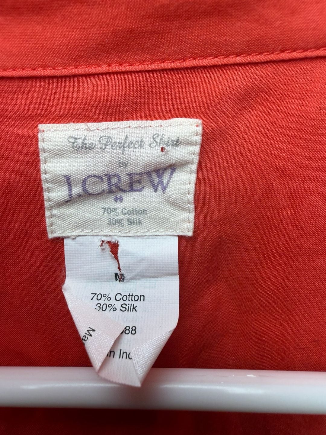 J.Crew The Perfect Shirt Size M Red coral Burnt orange Cotton Silk Long Sleeve Blouse 4