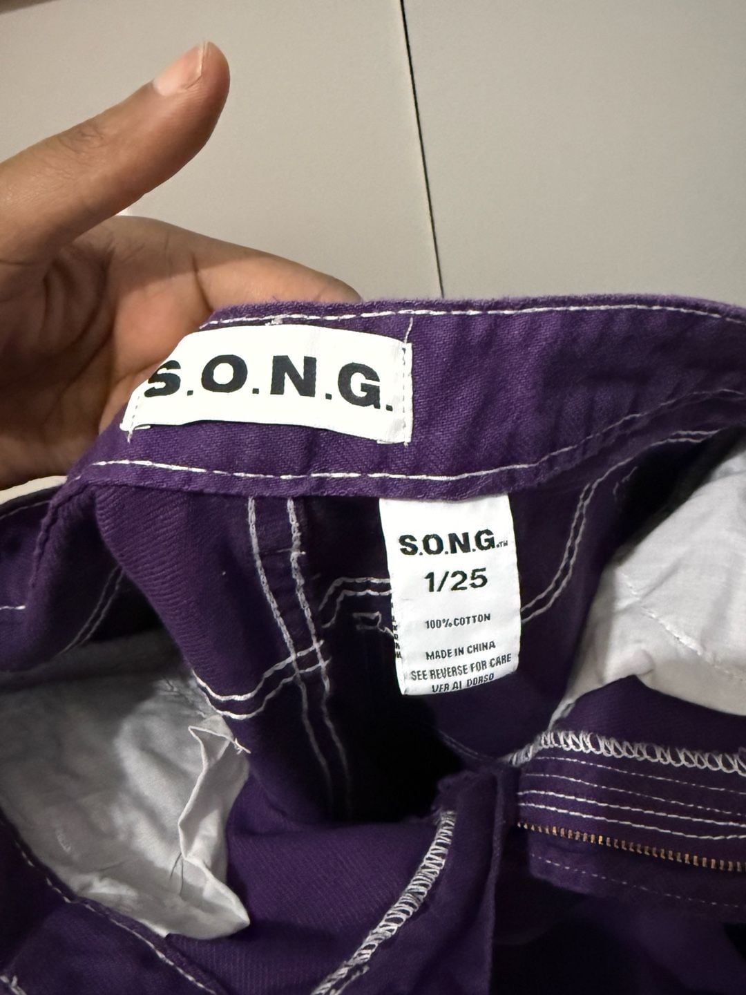 S.O.N.G. Cargo Pants Size 1/25 Purple Cotton Contrast Stitching 6