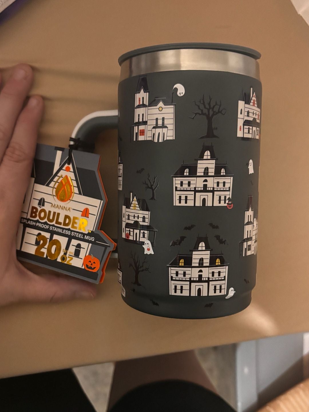 Manna Boulder Stainless Steel Mug Size 20 oz Haunted House Halloween 1