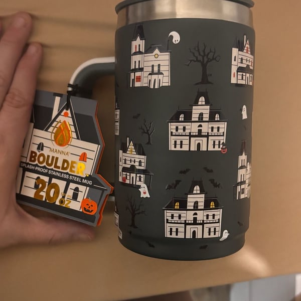 Manna Boulder Stainless Steel Mug Size 20 oz Haunted House Halloween