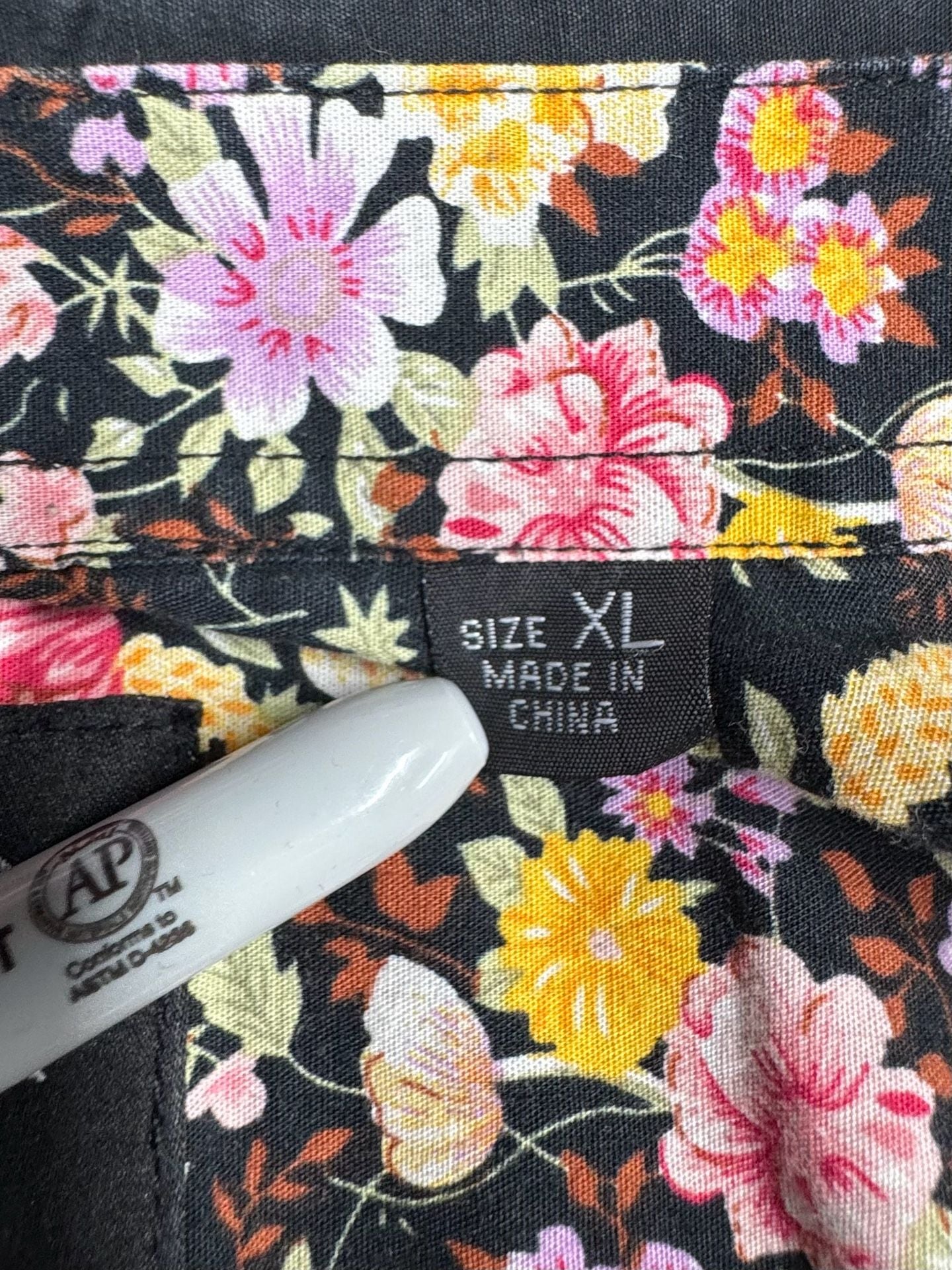 Rock Roll N Soul Button Down Shirt Black Floral Trim Long Sleeve 3