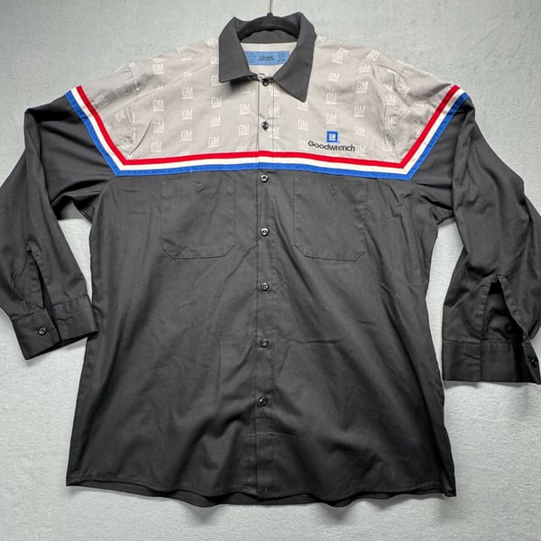 Cintas GM Goodwrench Long Sleeve Work Shirt Size Large Black Racing