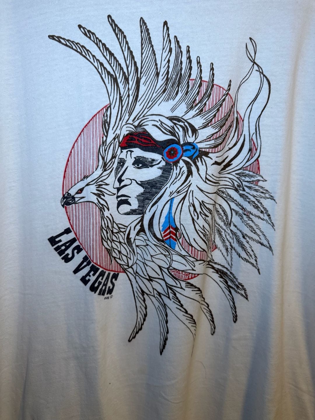 Vintage Las Vegas Native American Headdress Graphic T-Shirt White 4