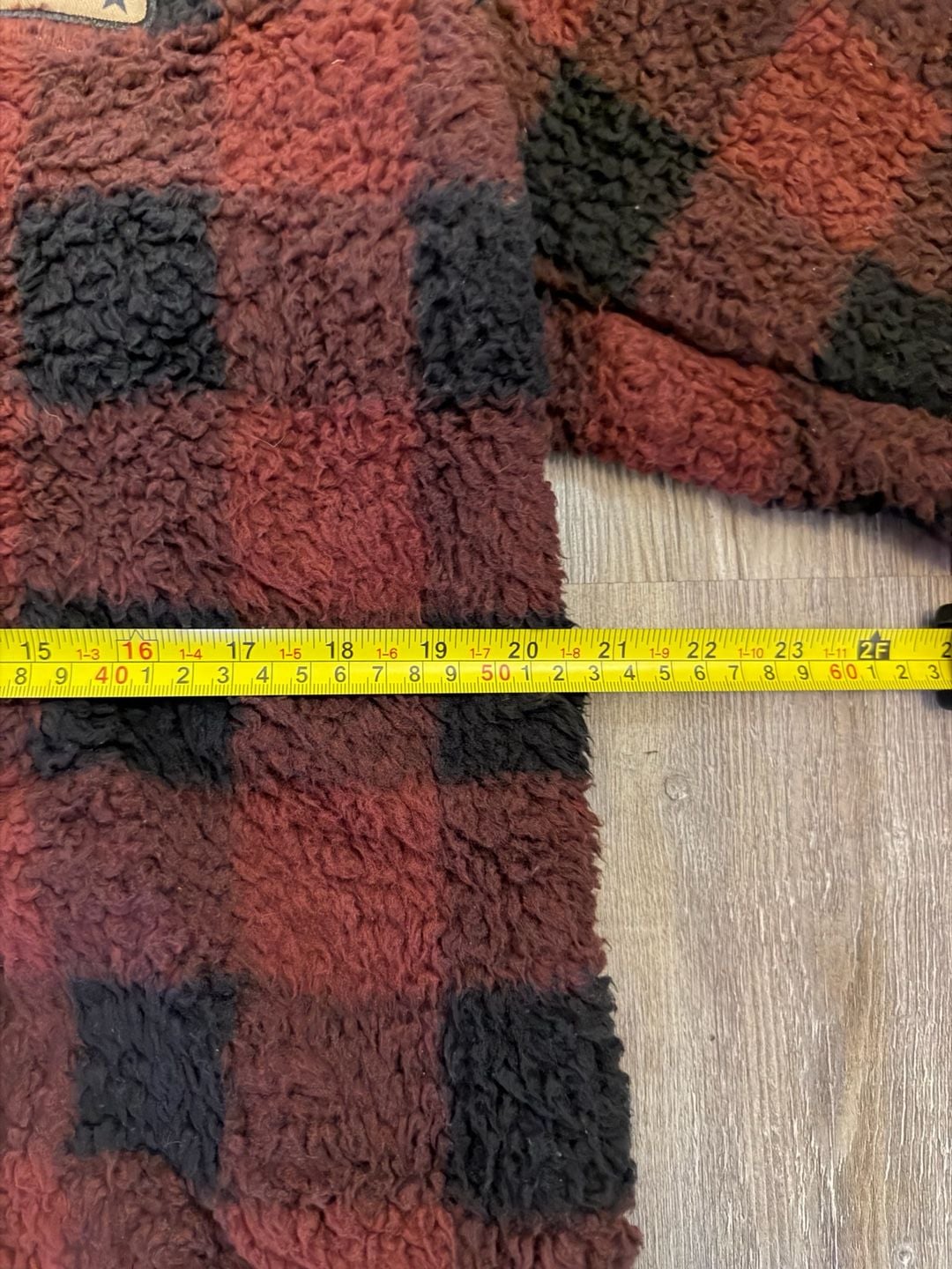 Home Free Tennessee Sherpa Fleece Pullover Size M 38/40 Red Black Plaid 5