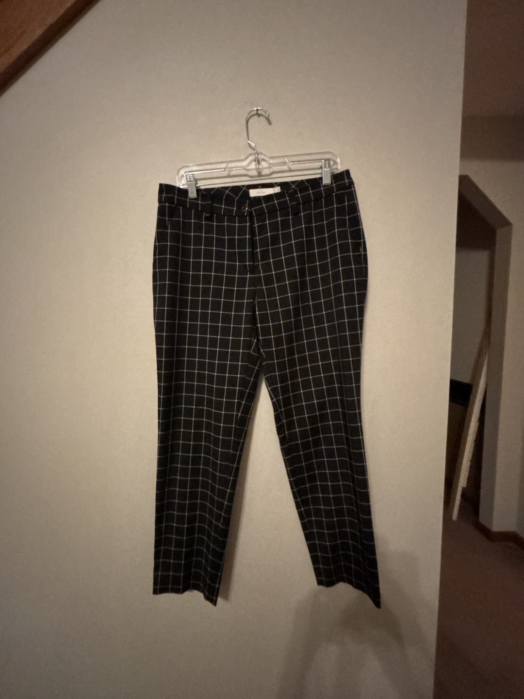 Lady Hagen Pants Size 8 Black Windowpane Grid Golf Dress Ankle 2