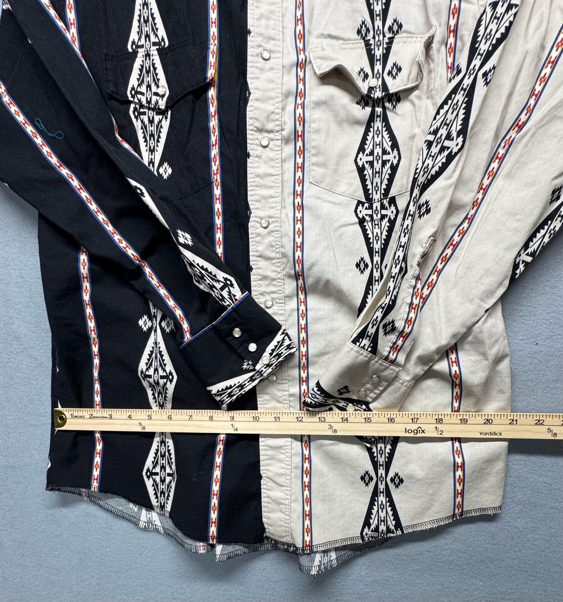 Wrangler Western Shirt Black White Southwestern Aztec Pearl Snap 7