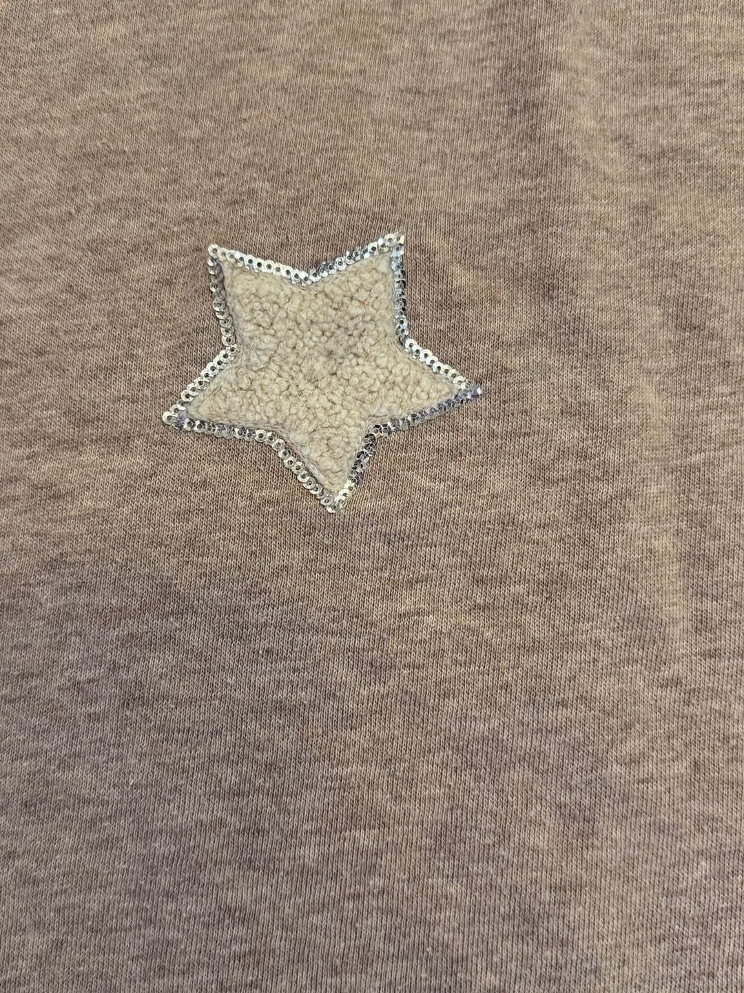 Maurices Star Sweatshirt Size 1X Brown Sequin Sherpa Patches Pullover 3