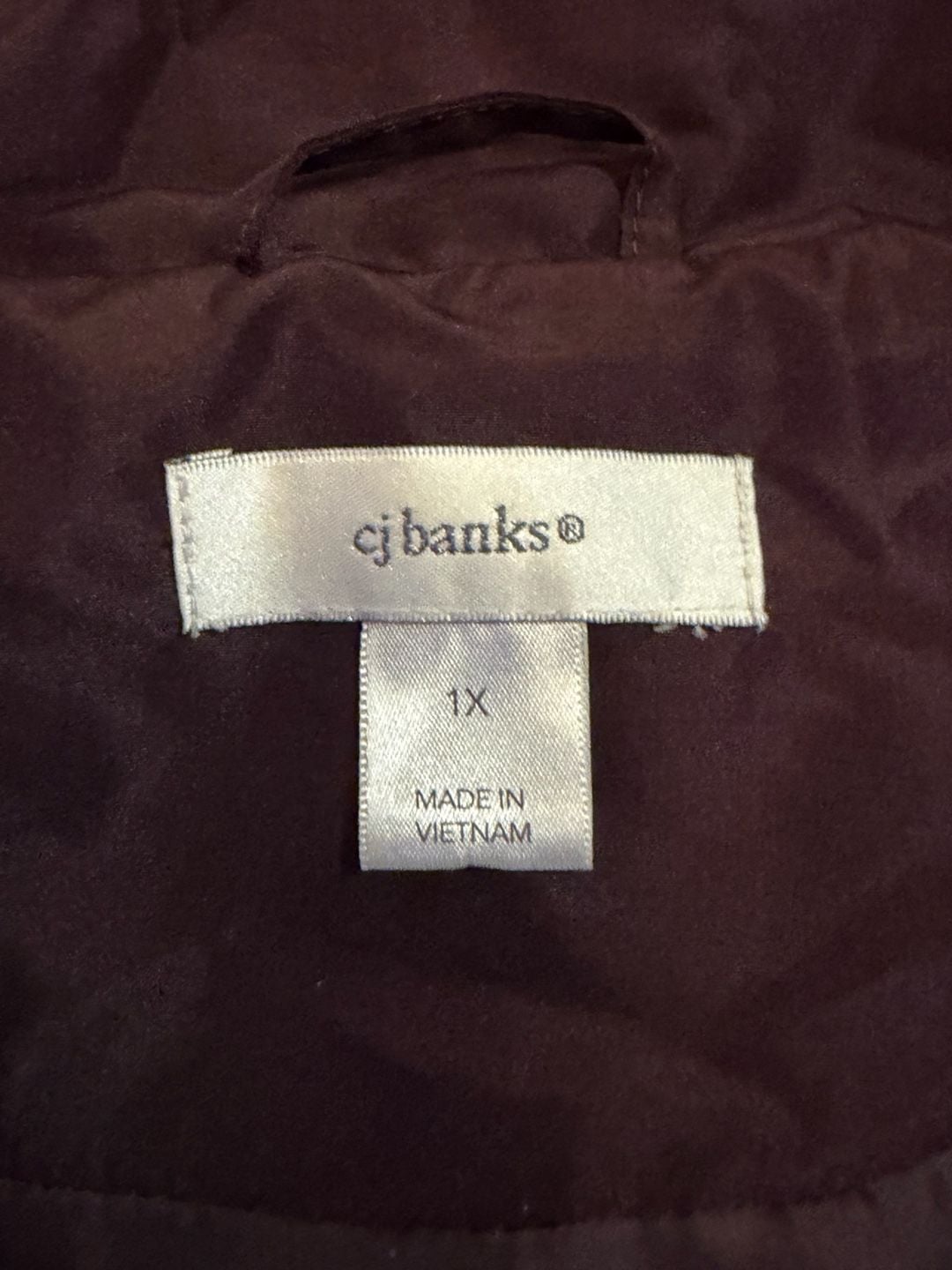Cj Banks Quilted Vest Size 1X Maroon Full Zip Puffer Winter Outerwear 3