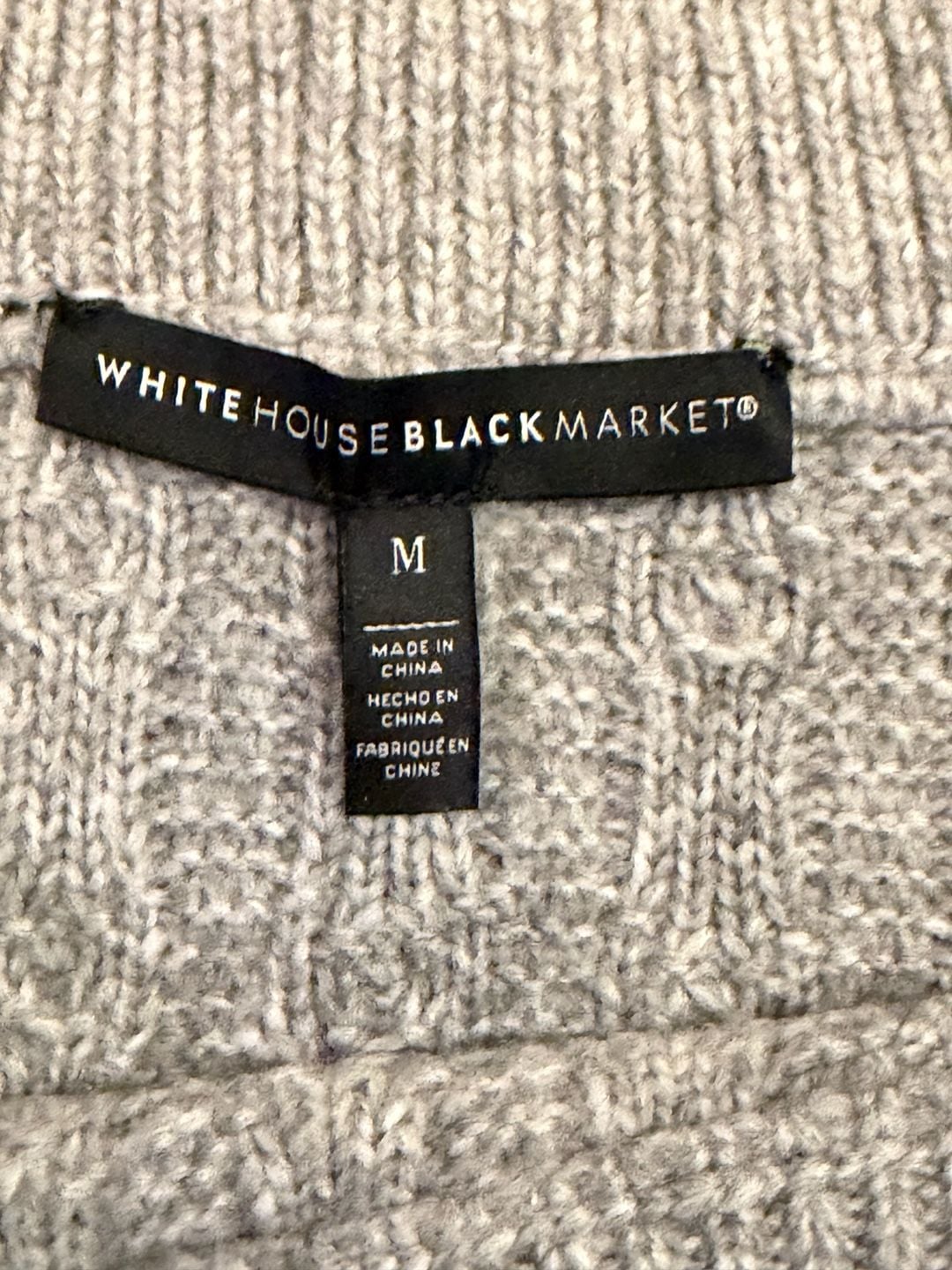 White House Black Market Sweater Size M Gray Cable Knit Off Shoulder 3