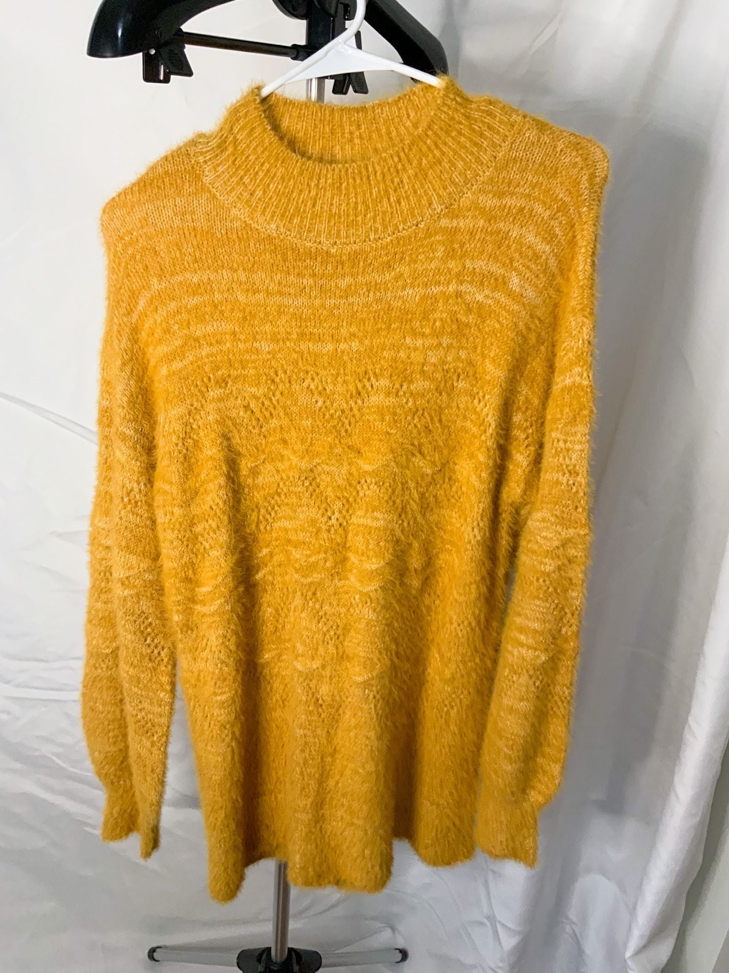 LC Lauren Conrad Fuzzy Mock Neck Sweater Women’s Size S Yellow 2
