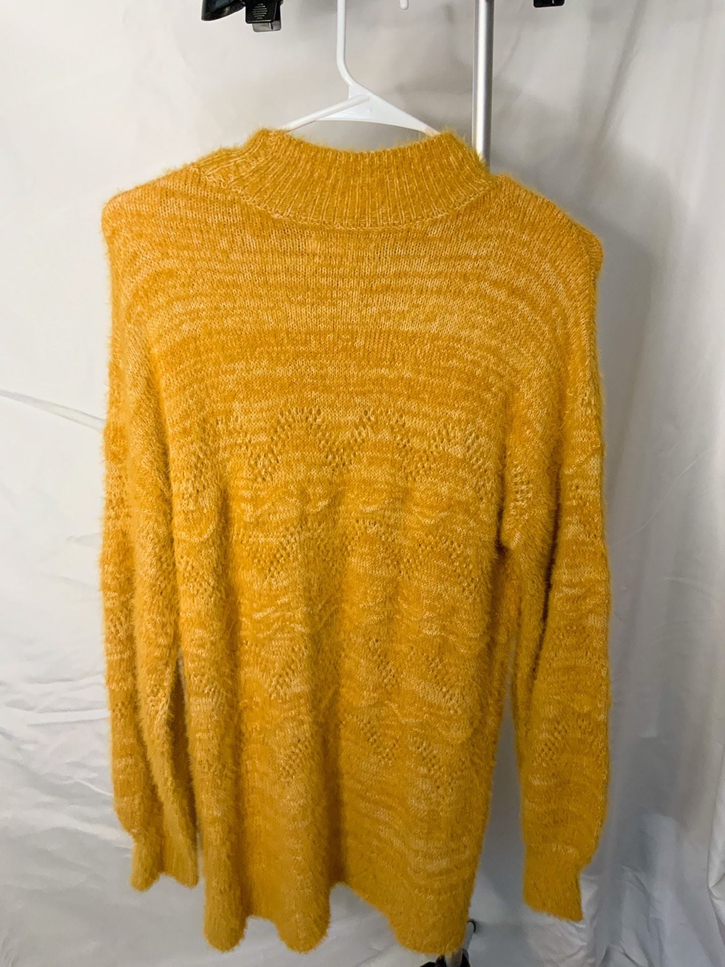 LC Lauren Conrad Fuzzy Mock Neck Sweater Women’s Size S Yellow 4