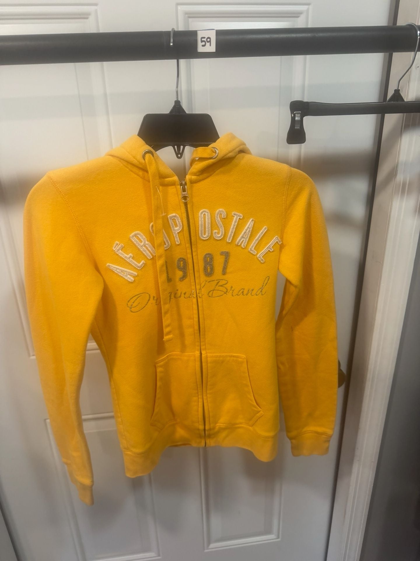 Aeropostale Full-Zip Hoodie Size XS Yellow Fleece 2