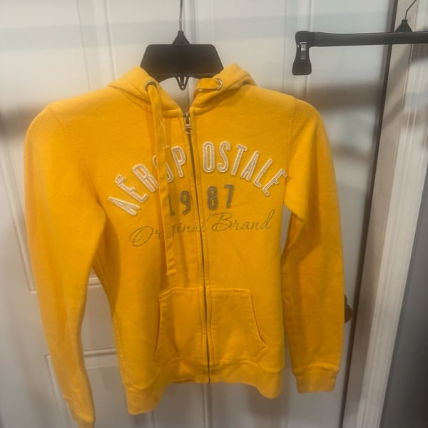 Aeropostale Full-Zip Hoodie Size XS Yellow Fleece