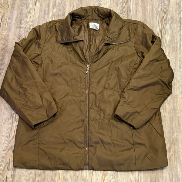 Caren Sport Puffer Jacket Size 2X Brown Full Zip Quilted Outerwear