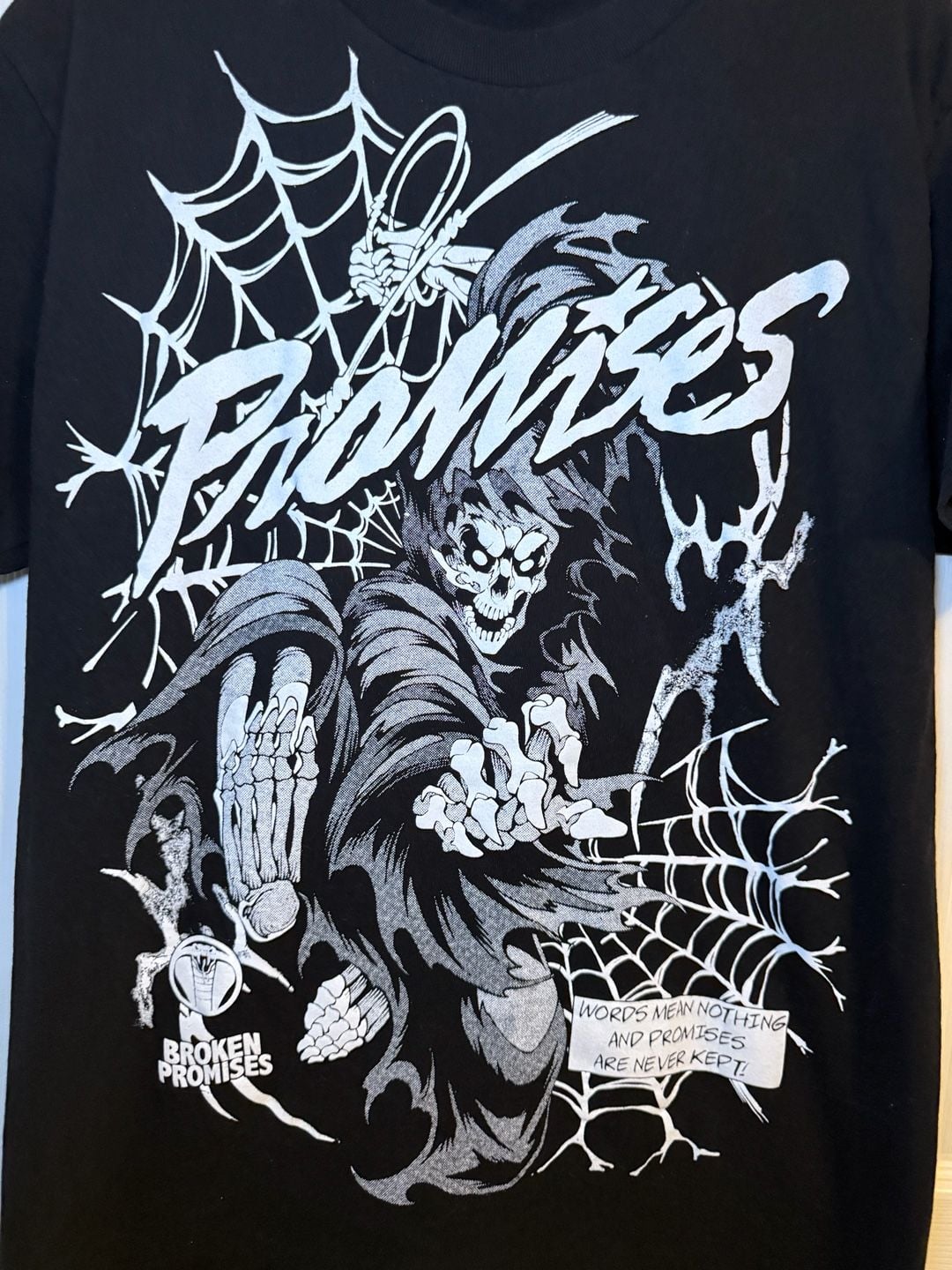 Broken Promises Grim Reaper Graphic T-Shirt Size M Black 3