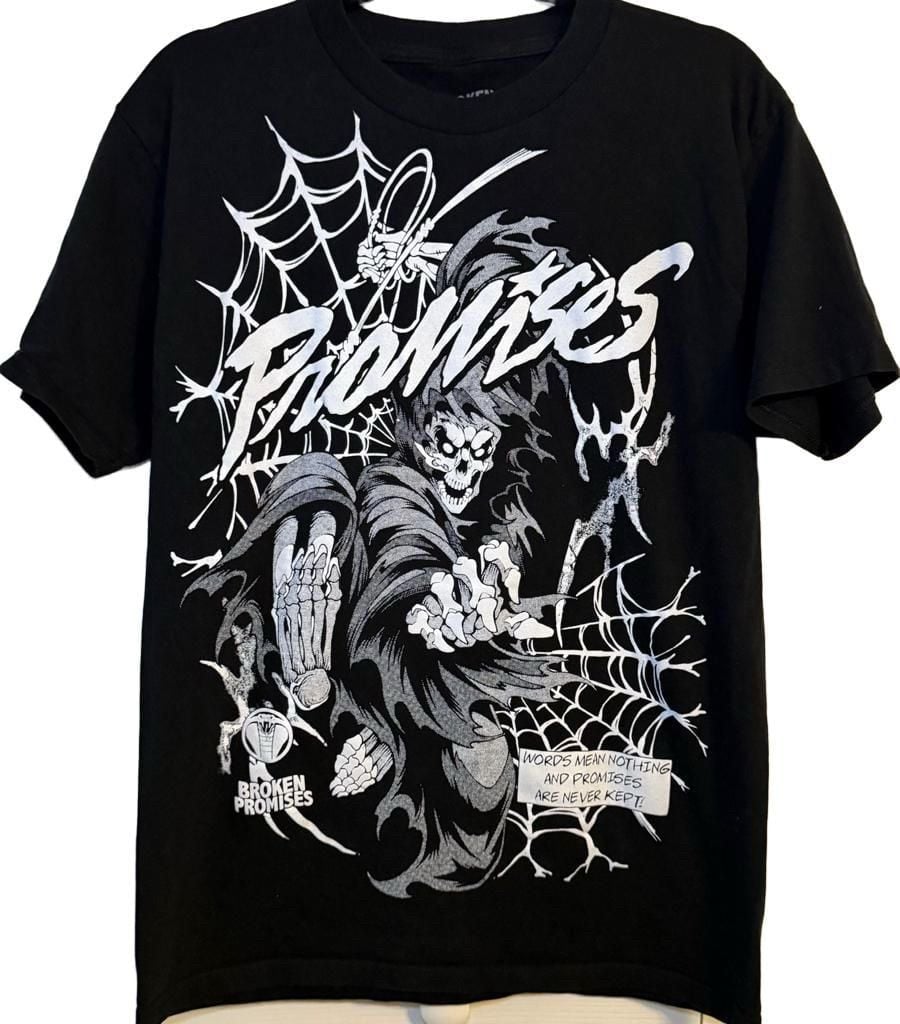 Broken Promises Grim Reaper Graphic T-Shirt Size M Black 2