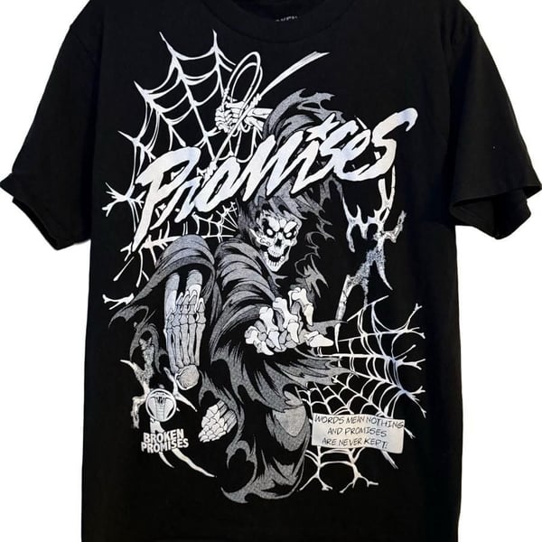 Broken Promises Grim Reaper Graphic T-Shirt Size M Black