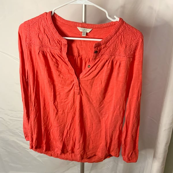 Lucky Brand Embroidered Blouse Women’s Size S Coral