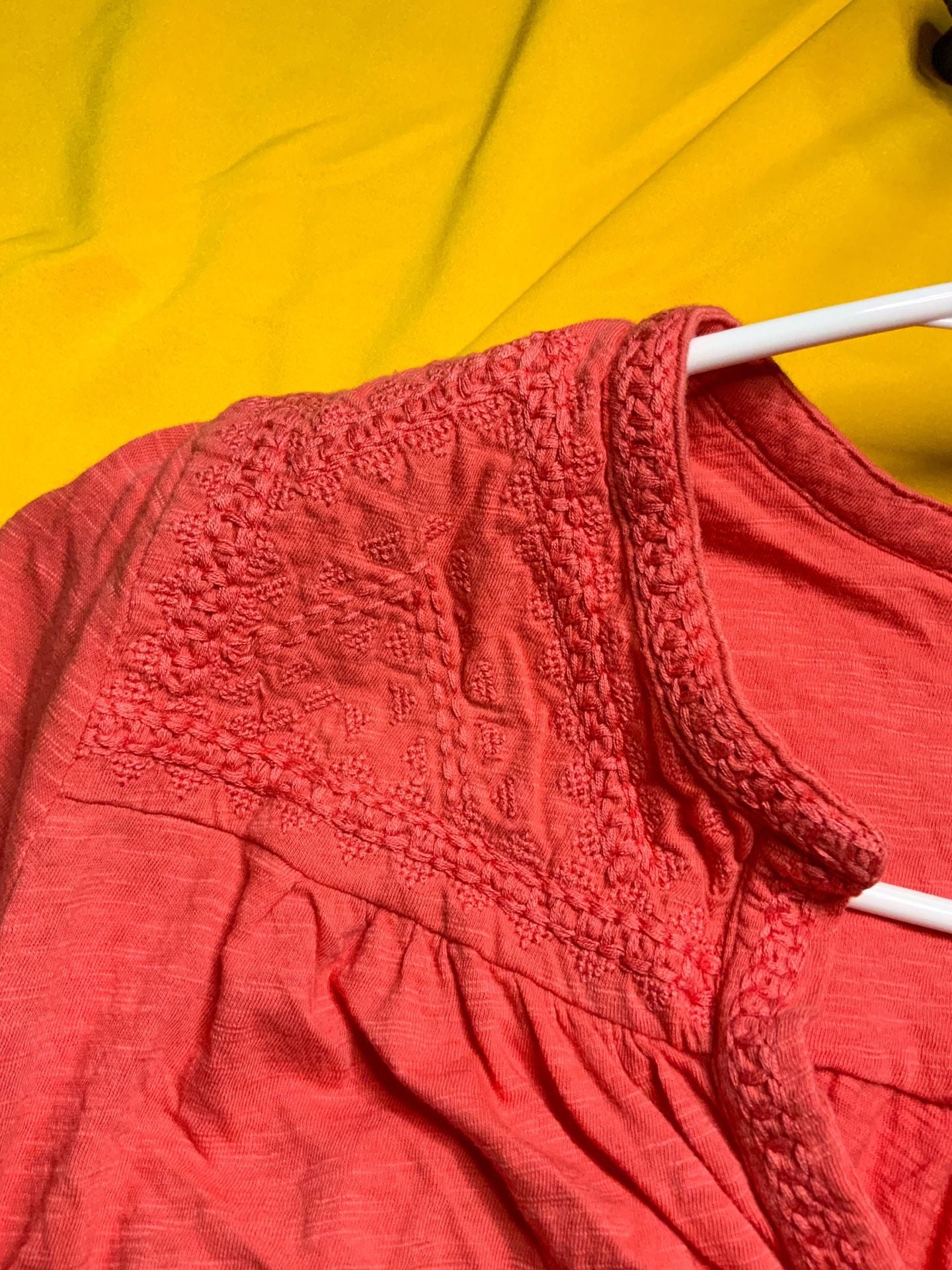 Lucky Brand Embroidered Blouse Women’s Size S Coral 5