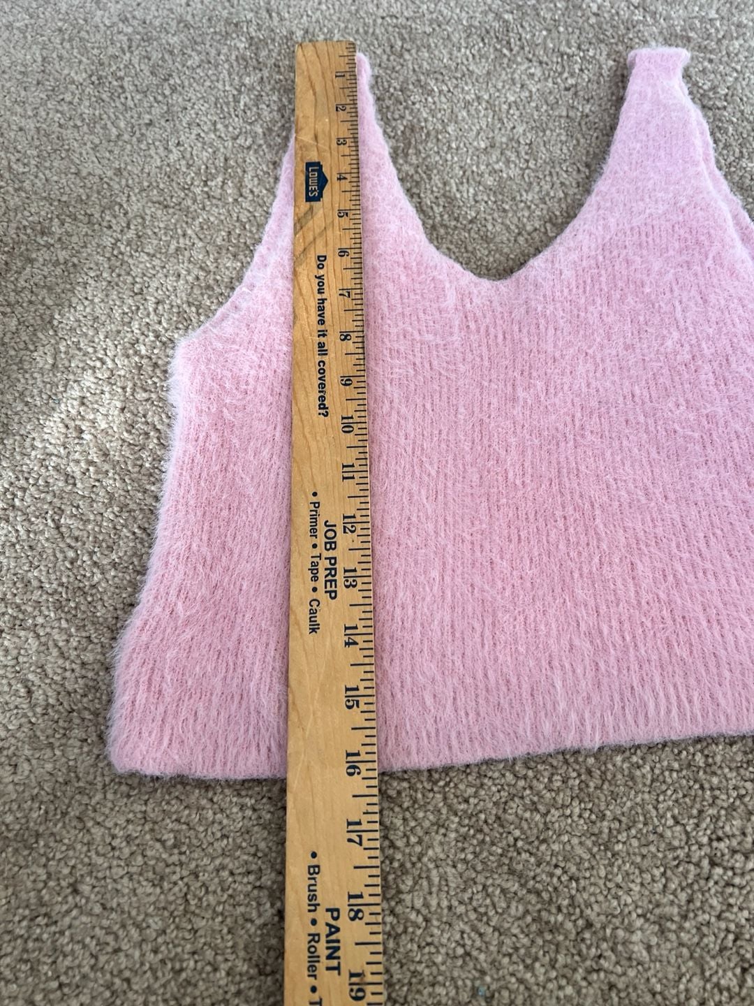 Iris Fuzzy Sweater Tank Size L Pink V-Neck Eyelash Knit Cropped Top 3