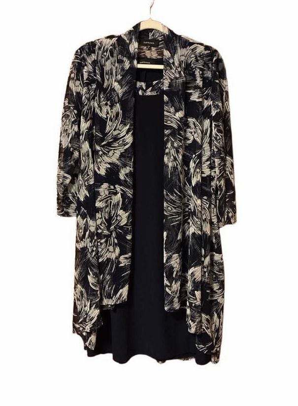 R&M Richards Dress And Jacket Set Size 16 Blue Floral 2 Piece 1