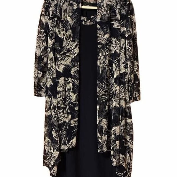 R&M Richards Dress And Jacket Set Size 16 Blue Floral 2 Piece