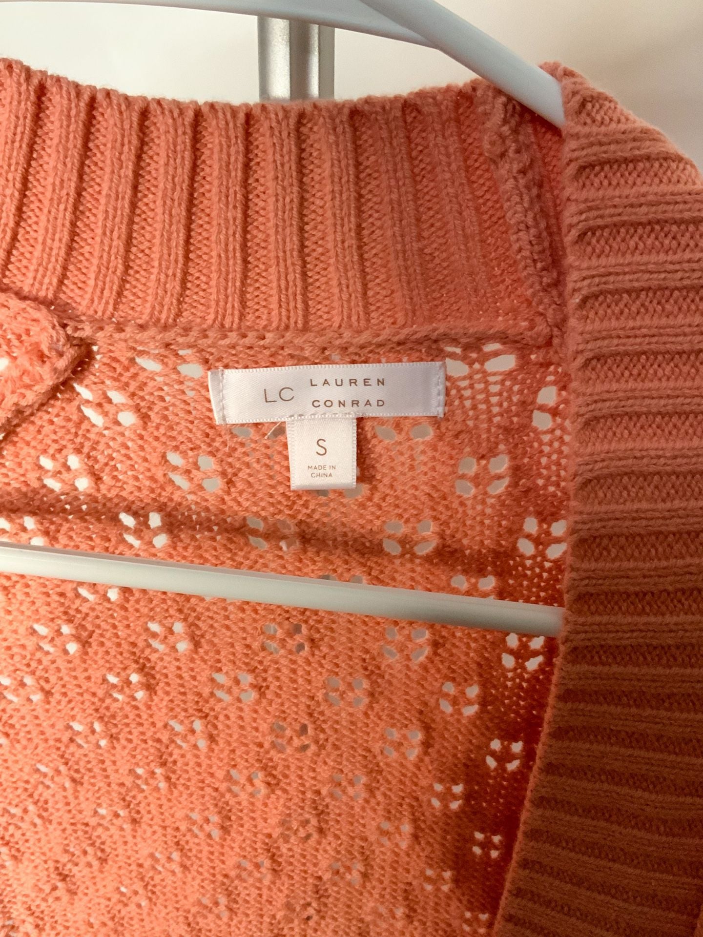 LC Lauren Conrad NWT Pointelle Cardigan Size S Peach 3