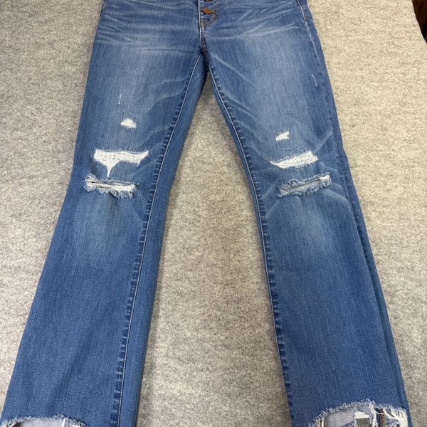Madewell Cali Demi-Boot Jeans Size 26 Blue Distressed Button Fly Fray