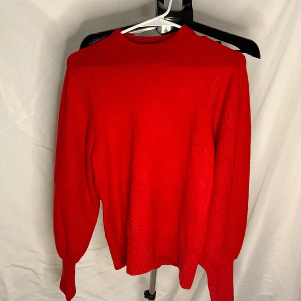 French Connection Sweater Women’s Size S Red Puff Sleeve