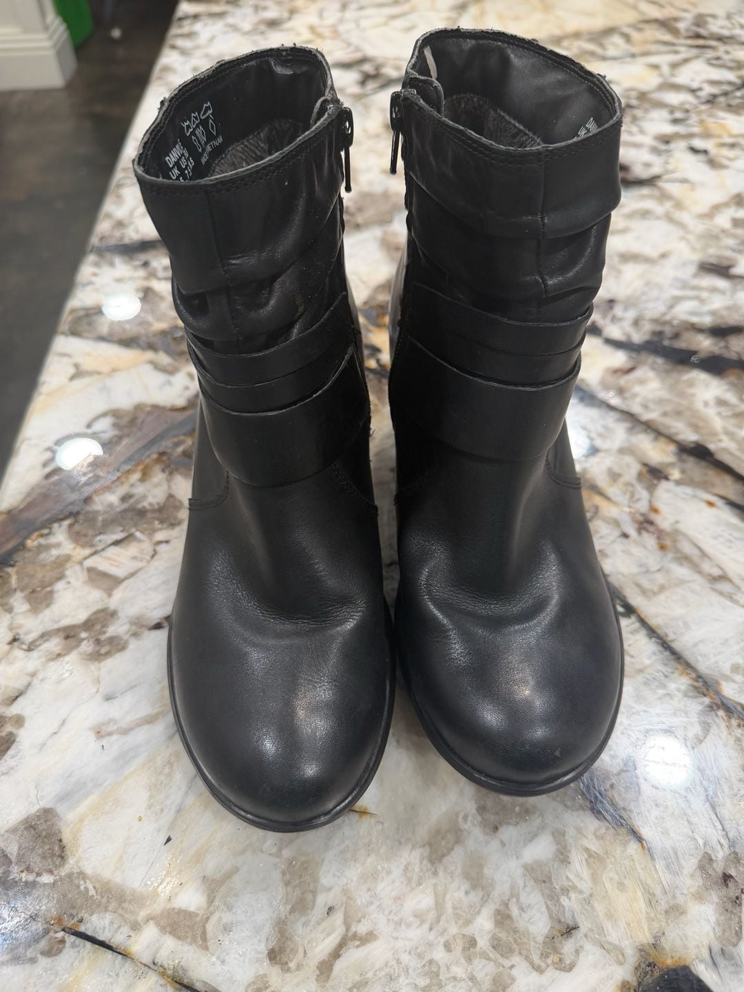 Hotter Danville Boots Size 7.5 Black Leather Ankle Buckle 2