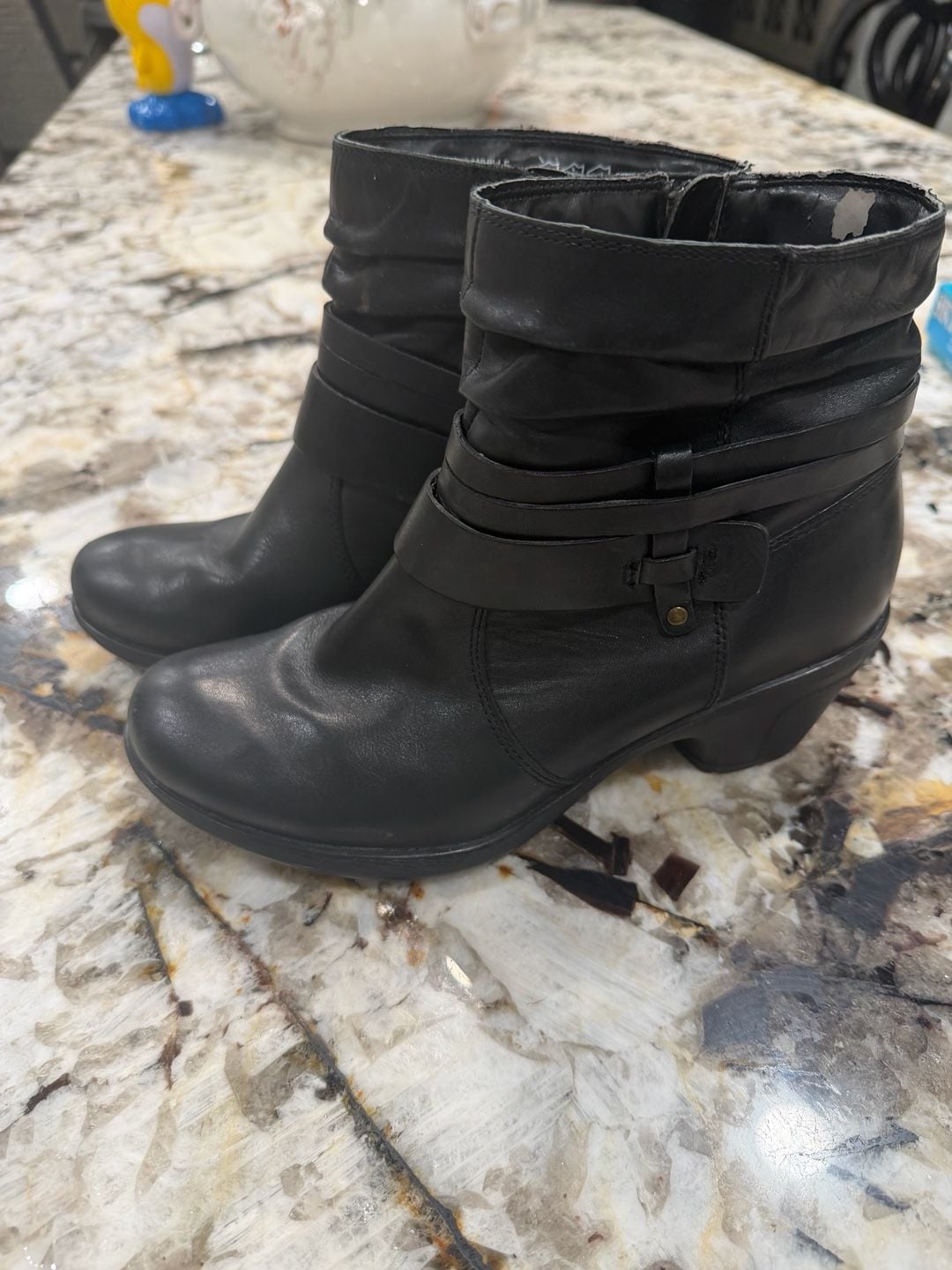 Hotter Danville Boots Size 7.5 Black Leather Ankle Buckle 3