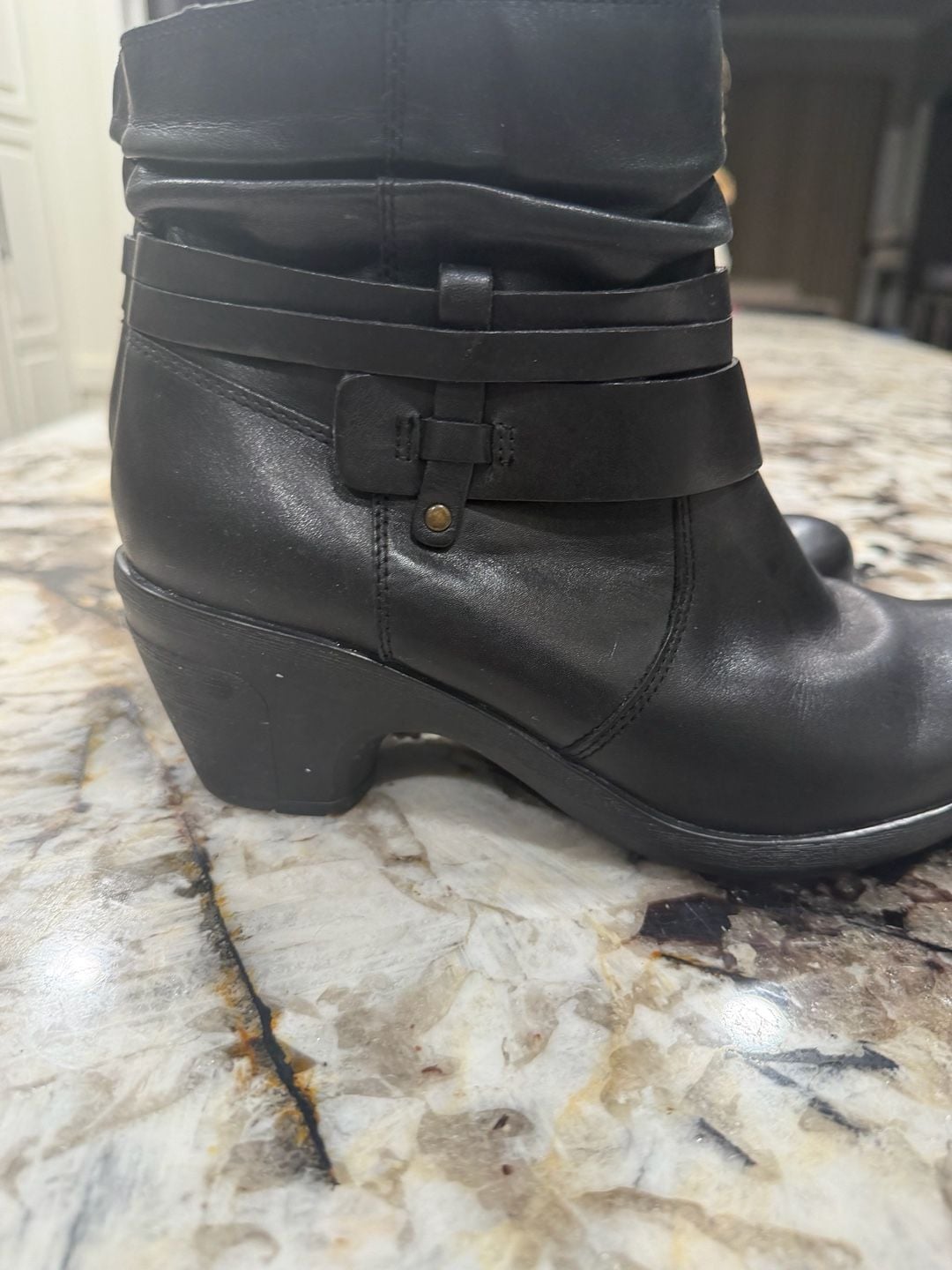 Hotter Danville Boots Size 7.5 Black Leather Ankle Buckle 9