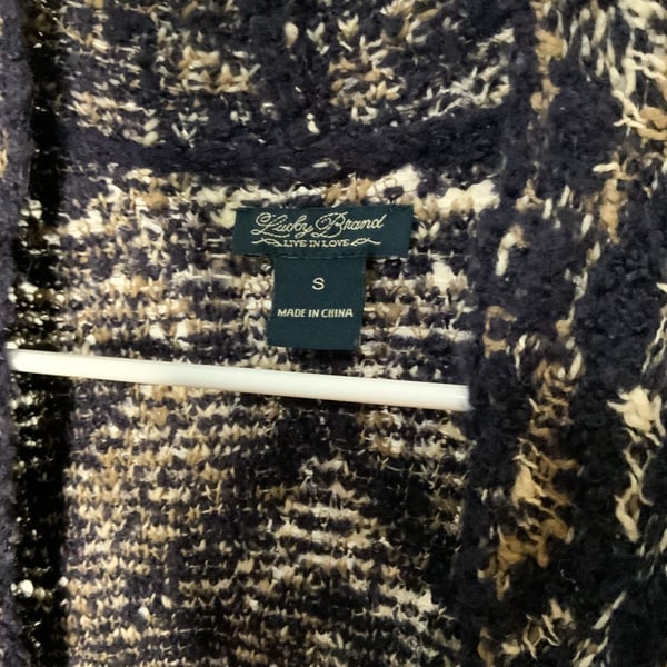 Lucky Brand Open Cardigan Women’s Size S Navy Metallic Shag