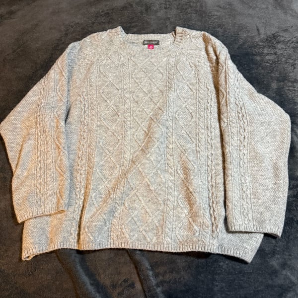 Vince Camuto Cable Knit Sweater Size XXL Gray Crew Neck Pullover