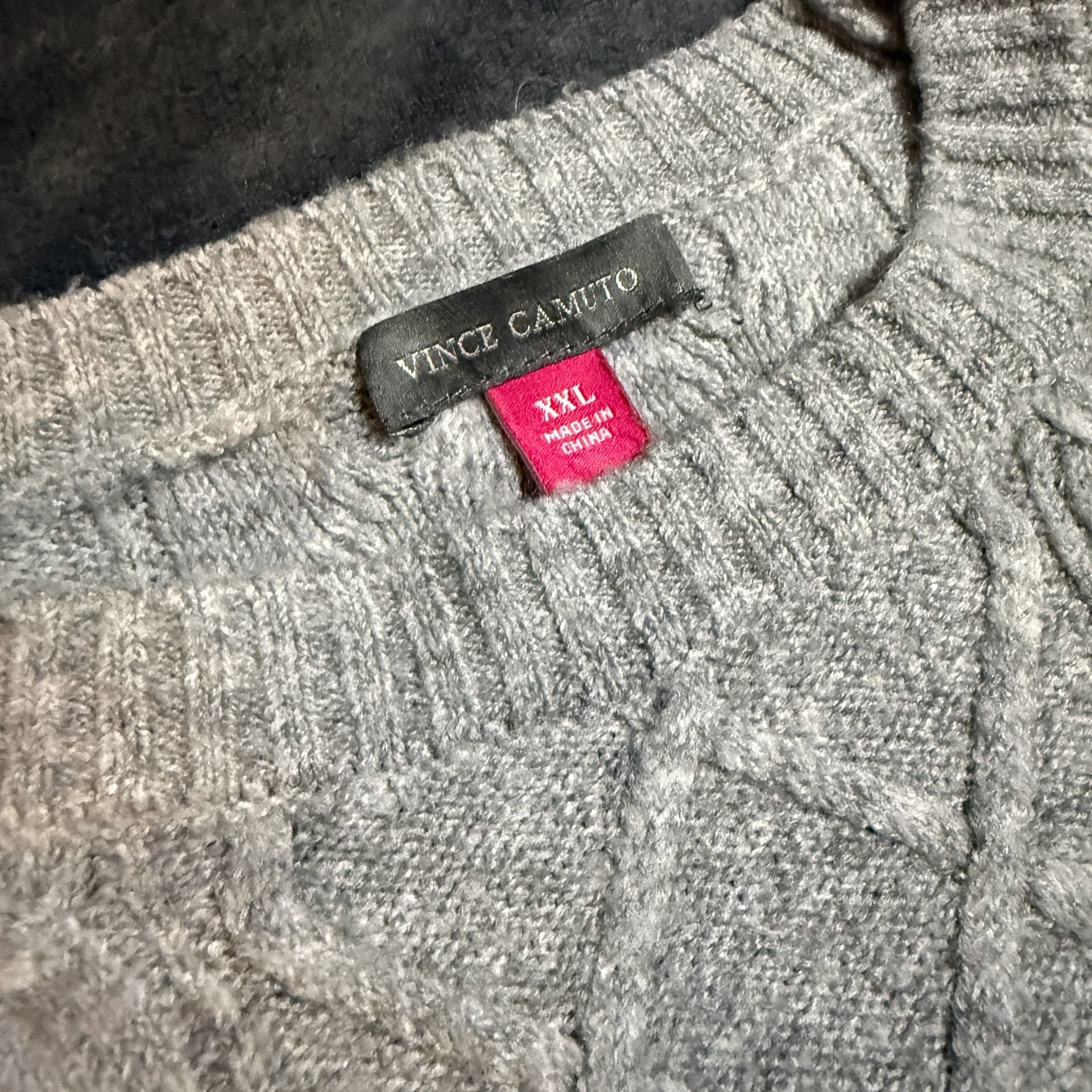 Vince Camuto Cable Knit Sweater Size XXL Gray Crew Neck Pullover 3