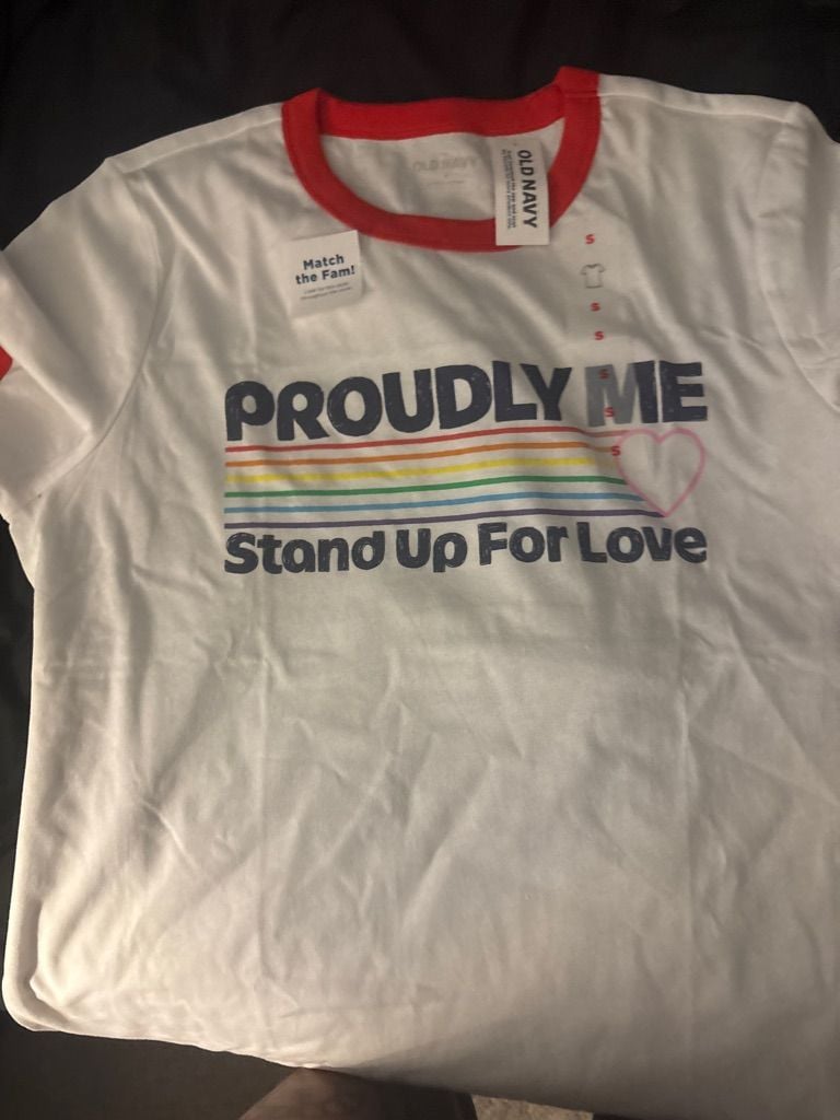 Old Navy Proudly Me Ringer T-Shirt Size S White 1